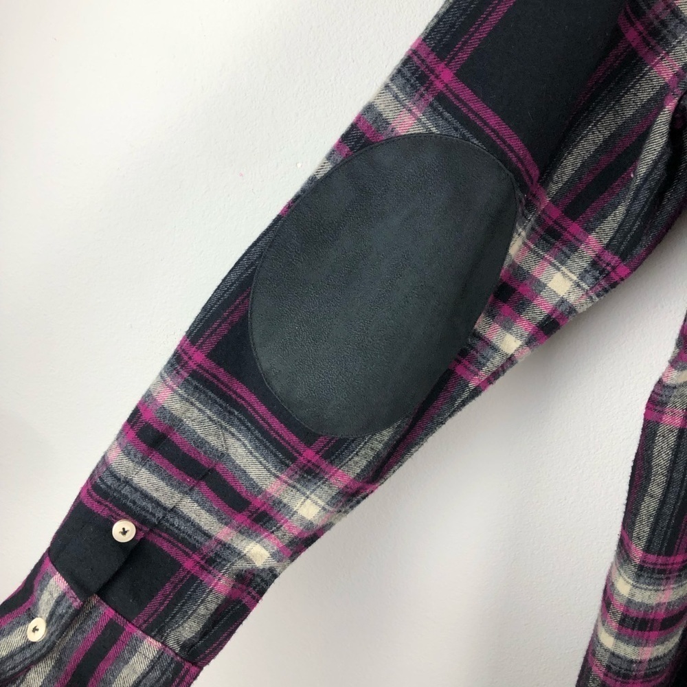Soft Surroundings- Elbow Patch soft and thick plaid flannel size: S - Picture 7 of 9